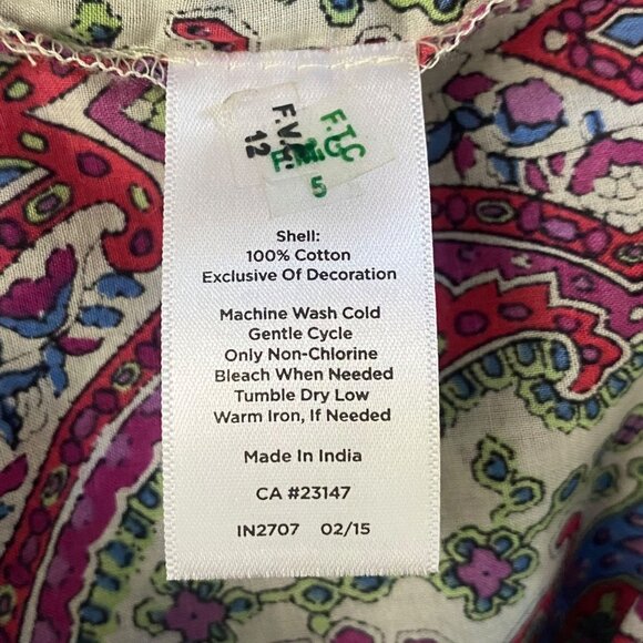 Talbot Paisley Long-Sleeve Button-Up Shirt Multicolor Women's 2X Roll-Tab Casual - Picture 11 of 13